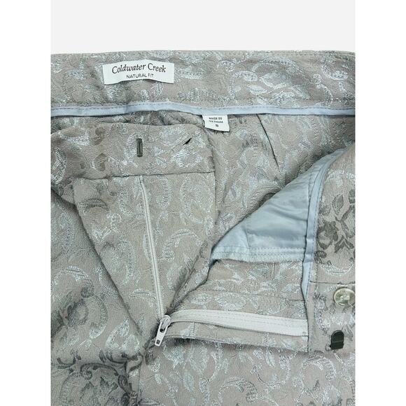 Coldwater Creek Womens 8 Embossed Paisley Pants Natural Fit Textured - Picture 4 of 8